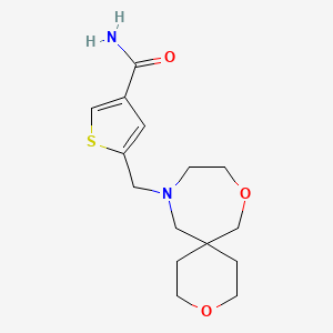 molecular formula C15H22N2O3S B7610712 5-(3,8-Dioxa-11-azaspiro[5.6]dodecan-11-ylmethyl)thiophene-3-carboxamide 