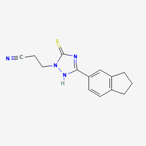 3-[5-(2,3-dihydro-1H-inden-5-yl)-3-sulfanylidene-1H-1,2,4-triazol-2-yl]propanenitrile