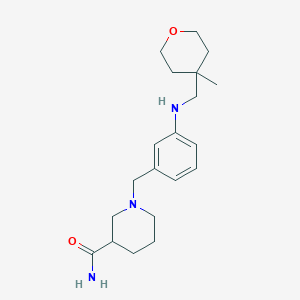 molecular formula C20H31N3O2 B7610789 1-[[3-[(4-Methyloxan-4-yl)methylamino]phenyl]methyl]piperidine-3-carboxamide 