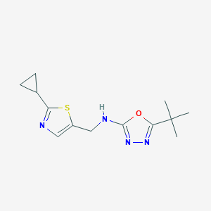 5-tert-butyl-N-[(2-cyclopropyl-1,3-thiazol-5-yl)methyl]-1,3,4-oxadiazol-2-amine