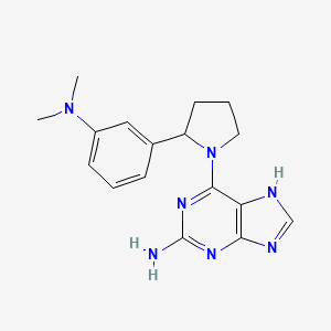 molecular formula C17H21N7 B7610885 6-[2-[3-(dimethylamino)phenyl]pyrrolidin-1-yl]-7H-purin-2-amine 