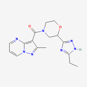 molecular formula C16H19N7O2 B7610897 [2-(5-ethyl-1H-1,2,4-triazol-3-yl)morpholin-4-yl]-(2-methylpyrazolo[1,5-a]pyrimidin-3-yl)methanone 