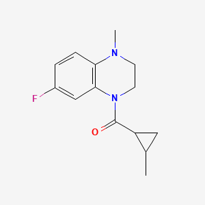 molecular formula C14H17FN2O B7610961 (7-Fluoro-4-methyl-2,3-dihydroquinoxalin-1-yl)-(2-methylcyclopropyl)methanone 