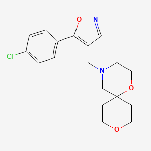 molecular formula C18H21ClN2O3 B7610977 4-[[5-(4-Chlorophenyl)-1,2-oxazol-4-yl]methyl]-1,9-dioxa-4-azaspiro[5.5]undecane 