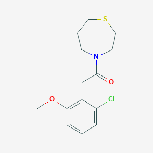 molecular formula C14H18ClNO2S B7611072 2-(2-Chloro-6-methoxyphenyl)-1-(1,4-thiazepan-4-yl)ethanone 