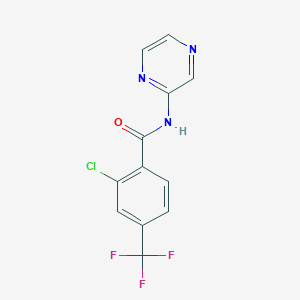 molecular formula C12H7ClF3N3O B7611116 2-chloro-N-pyrazin-2-yl-4-(trifluoromethyl)benzamide 