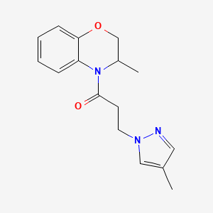 molecular formula C16H19N3O2 B7611244 1-(3-Methyl-2,3-dihydro-1,4-benzoxazin-4-yl)-3-(4-methylpyrazol-1-yl)propan-1-one 