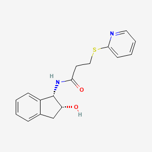 N-[(1S,2R)-2-hydroxy-2,3-dihydro-1H-inden-1-yl]-3-pyridin-2-ylsulfanylpropanamide