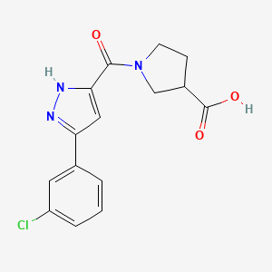 1-[3-(3-chlorophenyl)-1H-pyrazole-5-carbonyl]pyrrolidine-3-carboxylic acid