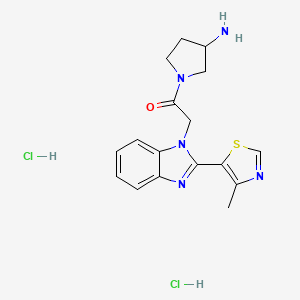 1-(3-Aminopyrrolidin-1-yl)-2-[2-(4-methyl-1,3-thiazol-5-yl)benzimidazol-1-yl]ethanone;dihydrochloride