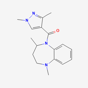 molecular formula C17H22N4O B7611436 (1,4-dimethyl-3,4-dihydro-2H-1,5-benzodiazepin-5-yl)-(1,3-dimethylpyrazol-4-yl)methanone 