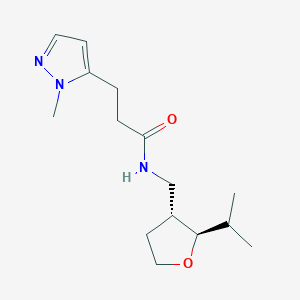 molecular formula C15H25N3O2 B7611461 3-(2-methylpyrazol-3-yl)-N-[[(2R,3R)-2-propan-2-yloxolan-3-yl]methyl]propanamide 