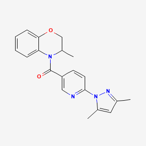 molecular formula C20H20N4O2 B7611468 [6-(3,5-Dimethylpyrazol-1-yl)pyridin-3-yl]-(3-methyl-2,3-dihydro-1,4-benzoxazin-4-yl)methanone 