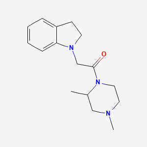 molecular formula C16H23N3O B7611506 2-(2,3-Dihydroindol-1-yl)-1-(2,4-dimethylpiperazin-1-yl)ethanone 