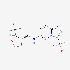 molecular formula C15H20F3N5O B7611578 N-[[(2S,3R)-2-tert-butyloxolan-3-yl]methyl]-3-(trifluoromethyl)-[1,2,4]triazolo[4,3-b]pyridazin-6-amine 