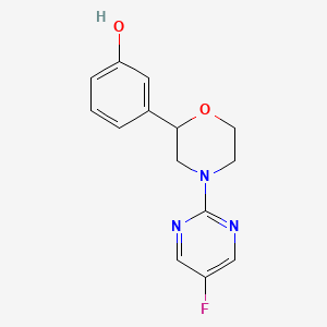 molecular formula C14H14FN3O2 B7611615 3-[4-(5-Fluoropyrimidin-2-yl)morpholin-2-yl]phenol 