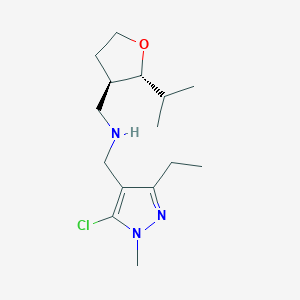 molecular formula C15H26ClN3O B7611665 N-[(5-chloro-3-ethyl-1-methylpyrazol-4-yl)methyl]-1-[(2R,3R)-2-propan-2-yloxolan-3-yl]methanamine 