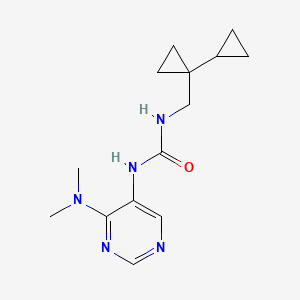 molecular formula C14H21N5O B7611764 1-[(1-Cyclopropylcyclopropyl)methyl]-3-[4-(dimethylamino)pyrimidin-5-yl]urea 