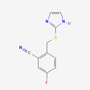 molecular formula C11H8FN3S B7611790 5-fluoro-2-(1H-imidazol-2-ylsulfanylmethyl)benzonitrile 