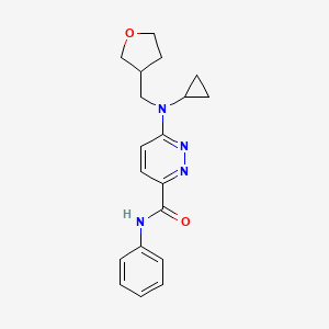 molecular formula C19H22N4O2 B7611848 6-[cyclopropyl(oxolan-3-ylmethyl)amino]-N-phenylpyridazine-3-carboxamide 