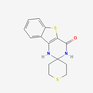 molecular formula C14H14N2OS2 B7611909 Spiro[1,3-dihydro-[1]benzothiolo[3,2-d]pyrimidine-2,4'-thiane]-4-one 