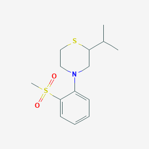 molecular formula C14H21NO2S2 B7611924 4-(2-Methylsulfonylphenyl)-2-propan-2-ylthiomorpholine 