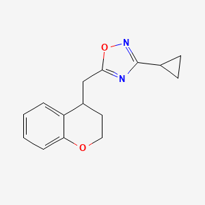 molecular formula C15H16N2O2 B7611974 3-cyclopropyl-5-(3,4-dihydro-2H-chromen-4-ylmethyl)-1,2,4-oxadiazole 