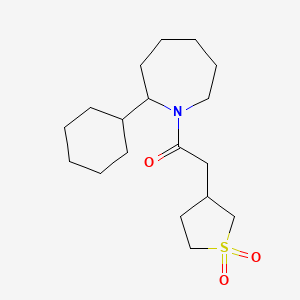 molecular formula C18H31NO3S B7612011 1-(2-Cyclohexylazepan-1-yl)-2-(1,1-dioxothiolan-3-yl)ethanone 