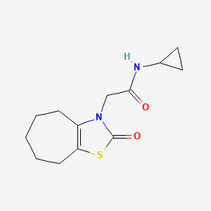 molecular formula C13H18N2O2S B7612041 N-cyclopropyl-2-(2-oxo-5,6,7,8-tetrahydro-4H-cyclohepta[d][1,3]thiazol-3-yl)acetamide 