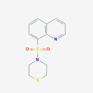 molecular formula C13H14N2O2S2 B7612052 4-Quinolin-8-ylsulfonylthiomorpholine 