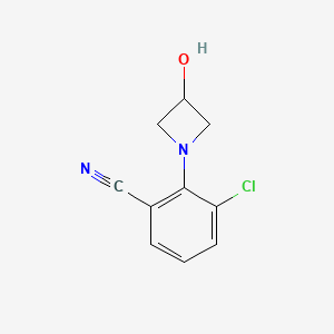 molecular formula C10H9ClN2O B7612147 3-Chloro-2-(3-hydroxyazetidin-1-yl)benzonitrile 