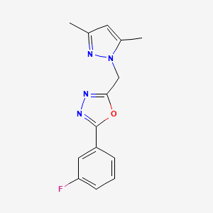 2-[(3,5-Dimethylpyrazol-1-yl)methyl]-5-(3-fluorophenyl)-1,3,4-oxadiazole