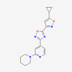 5-(5-Cyclopropyl-1,2-oxazol-3-yl)-3-(2-piperidin-1-ylpyridin-4-yl)-1,2,4-oxadiazole