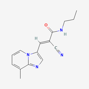 molecular formula C15H16N4O B7612484 2-cyano-3-{8-methylimidazo[1,2-a]pyridin-3-yl}-N-propylprop-2-enamide 