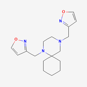 molecular formula C17H24N4O2 B7612530 3-[[1-(1,2-Oxazol-3-ylmethyl)-1,4-diazaspiro[5.5]undecan-4-yl]methyl]-1,2-oxazole 