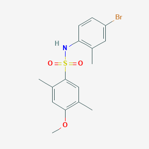 molecular formula C16H18BrNO3S B7612600 N-(4-bromo-2-methylphenyl)-4-methoxy-2,5-dimethylbenzene-1-sulfonamide 