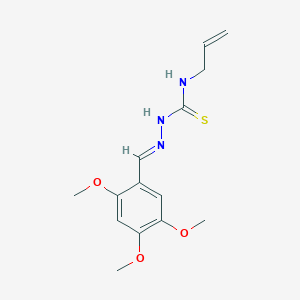 molecular formula C14H19N3O3S B7612623 1-prop-2-enyl-3-[(E)-(2,4,5-trimethoxyphenyl)methylideneamino]thiourea 