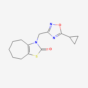 molecular formula C14H17N3O2S B7612664 3-[(5-cyclopropyl-1,2,4-oxadiazol-3-yl)methyl]-5,6,7,8-tetrahydro-4H-cyclohepta[d][1,3]thiazol-2-one 