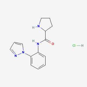 molecular formula C14H17ClN4O B7612744 N-(2-pyrazol-1-ylphenyl)pyrrolidine-2-carboxamide;hydrochloride 