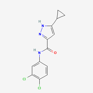 molecular formula C13H11Cl2N3O B7612752 5-cyclopropyl-N-(3,4-dichlorophenyl)-1H-pyrazole-3-carboxamide 