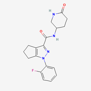 molecular formula C18H19FN4O2 B7612763 1-(2-fluorophenyl)-N-(6-oxopiperidin-3-yl)-5,6-dihydro-4H-cyclopenta[c]pyrazole-3-carboxamide 