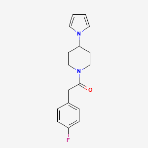 molecular formula C17H19FN2O B7612816 2-(4-Fluorophenyl)-1-(4-pyrrol-1-ylpiperidin-1-yl)ethanone 