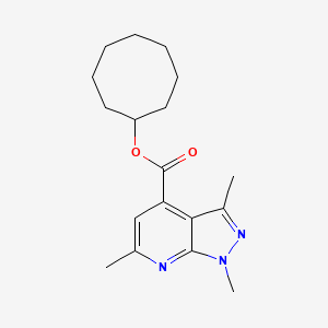 molecular formula C18H25N3O2 B7612887 Cyclooctyl 1,3,6-trimethylpyrazolo[3,4-b]pyridine-4-carboxylate 