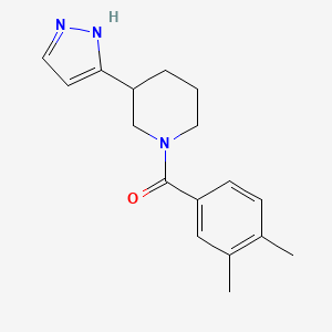 molecular formula C17H21N3O B7612950 (3,4-dimethylphenyl)-[3-(1H-pyrazol-5-yl)piperidin-1-yl]methanone 