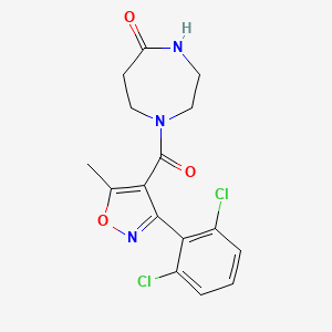 molecular formula C16H15Cl2N3O3 B7612973 1-[3-(2,6-Dichlorophenyl)-5-methyl-1,2-oxazole-4-carbonyl]-1,4-diazepan-5-one 