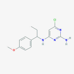 molecular formula C14H17ClN4O B7613092 6-chloro-4-N-[1-(4-methoxyphenyl)propyl]pyrimidine-2,4-diamine 