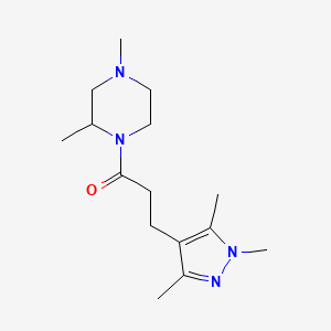 molecular formula C15H26N4O B7613106 1-(2,4-Dimethylpiperazin-1-yl)-3-(1,3,5-trimethylpyrazol-4-yl)propan-1-one 