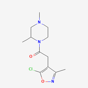 molecular formula C12H18ClN3O2 B7613130 2-(5-Chloro-3-methyl-1,2-oxazol-4-yl)-1-(2,4-dimethylpiperazin-1-yl)ethanone 