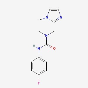 molecular formula C13H15FN4O B7613268 3-(4-Fluorophenyl)-1-methyl-1-[(1-methylimidazol-2-yl)methyl]urea 