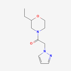 molecular formula C11H17N3O2 B7613272 1-(2-Ethylmorpholin-4-yl)-2-pyrazol-1-ylethanone 